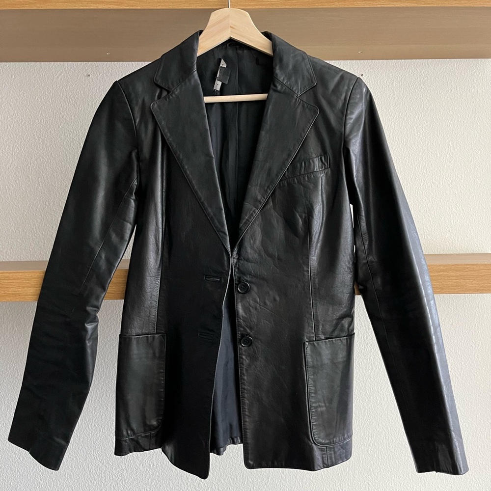 Theory 90s black leather blazer jacket